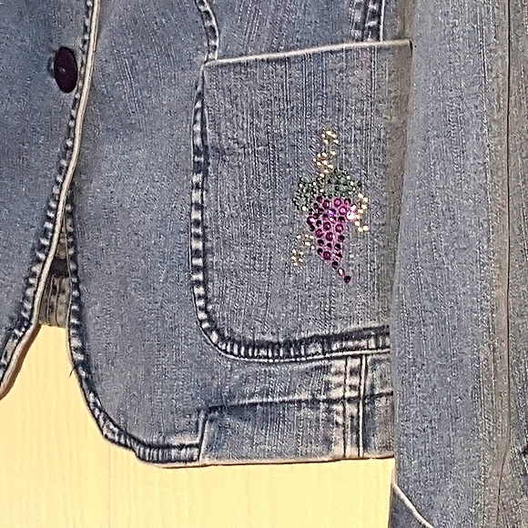 L VINTAGE PENDELTON Denim Rhinestone Jean Jacket - Picture 8 of 14